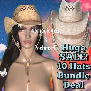 Lot of 10 Bundle cowboy cowgirl western country hats